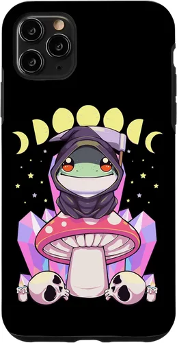Vista 11 de Funda para iPhone 15 Pastel Goth Kawaii Mushroom Moon Phase Grim Reaper Frog Case