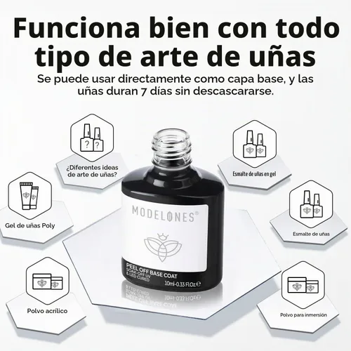 Vista 5 de modelones Capa base de gel despegable U V, capa base pelable de secado rápido Esmalte de uñas de gel para principiantes, protección suave