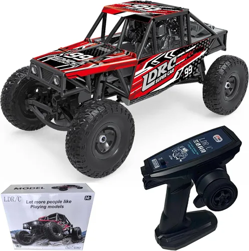 Vista 7 de LDRC 18499 RC Escalada Coche 1/18 Proporción completa Rc Offroad 4x4 Crawler Pipe Rack Vehículo Coches Modelo RTR (azul)