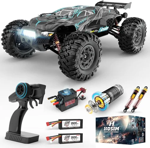 Vista 10 de Hosim - Coches RC sin escobillas, 1:10 68+ km/h de alta velocidad, coche de control remoto para adultos y niños, 4x4 todoterreno impermeable