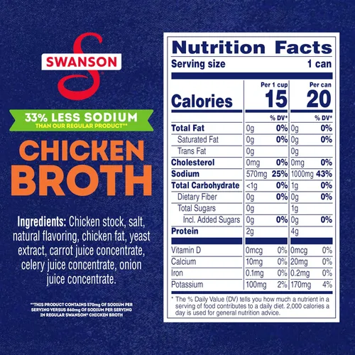Vista 2 de Swanson Natural Goodness - Caldo de pollo con un 33% menos de sodio, lata de 14.5 onzas