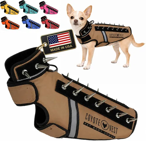 Vista 28 de CoyoteVest SpikeVest - Chaleco de arnés para perro, accesorios reflectantes para perros con picos para proteger a tu mascota de ataques de Raptor