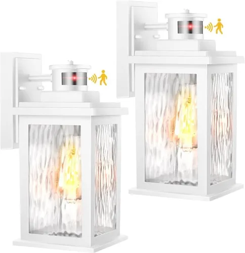 Vista 15 de VIANIS Paquete de 2 luces de pared al aire libre con sensor de movimiento avanzado, luces de pared al aire libre del atardecer al amanecer