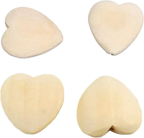 Vista 9 de 100 cuentas de corazones de madera natural de 0.787 pulgadas sin terminar con agujeros, materiales de madera ecológicos para llavero, bricolaje