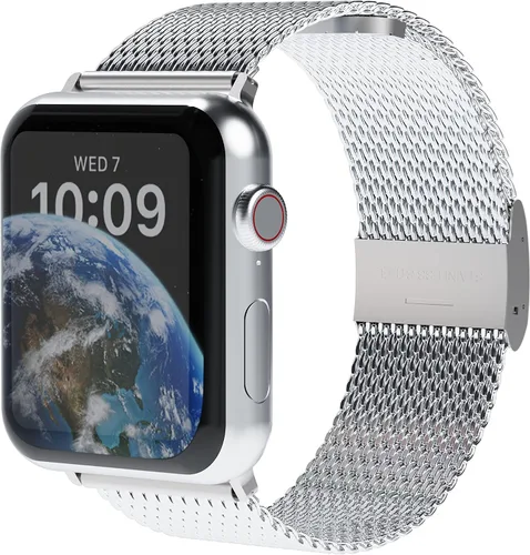Vista 8 de miak CLIP MESH BAND for Apple Watch 45mm/44mm/42mm/41mm/40mm/38mm Negro