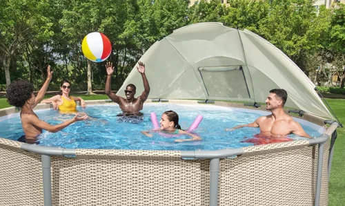 Vista 4 de Bestway Parasol para piscina Compatible con piscinas redondas sobre el suelo de entre 10 y 18 pies de diámetro