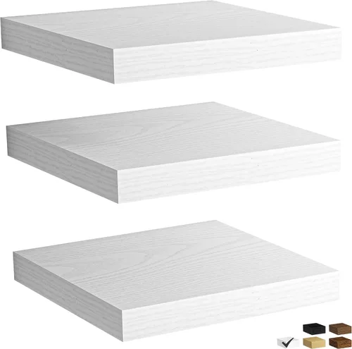 Vista 17 de Fun Memories Estante esquinero para montaje en pared, estantes de esquina flotantes, juego de 2 estantes de pared esquineros, estantes de Negro