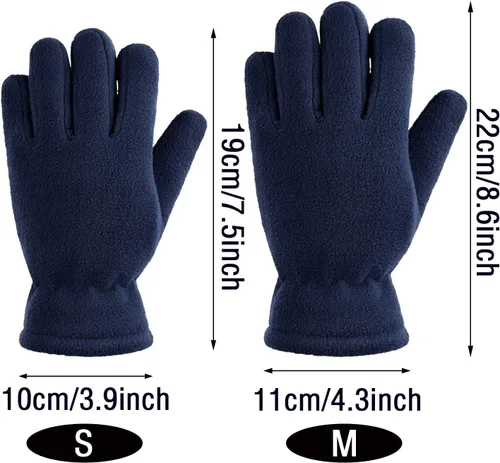 Vista 2 de 3 pares de guantes de invierno de forro polar para niños, guantes cálidos de dedos completos para niños, niñas, niños, suministros de actividades al