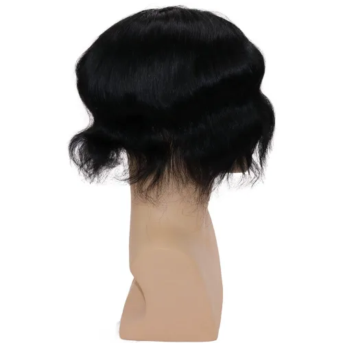 Vista 6 de toupee tupé para hombres 0.002 in ultra suave, transparente, piel fina, toda línea capilar natural con bucle en V para hombre, pelucas de sistemas