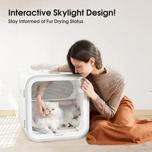 Vista 5 de LUCKY NAVI Caja secadora automática de mascotas para gatos y perros pequeños, caja de secado de perros ultra silenciosa de 62 litros de gran