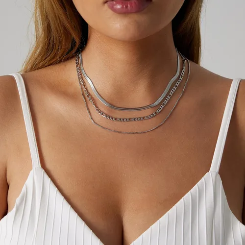 Vista 78 de Collares en capas para mujer, chapados en plata, delicada cuerda torcida de serpiente, delicado collar en capas, gargantilla de diferentes