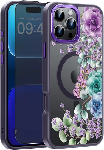 Vista 37 de Goodon para iPhone 15 Pro Max con protector de pantalla de privacidad, compatible con Magsafe, funda translúcida mate a prueba de golpes - Linda