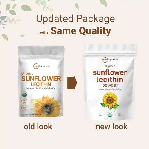 Vista 3 de Micro Ingredients Polvo de Lecitina de Girasol Orgánico, 1 Libra, Cultivado de Manera Sostenible, Prensado en Frío, Rico en Fosfatidilcolina