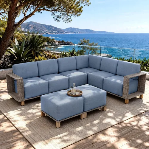 Vista 22 de Aoxun Juego de muebles de patio con cojines de 10 pulgadas de grosor