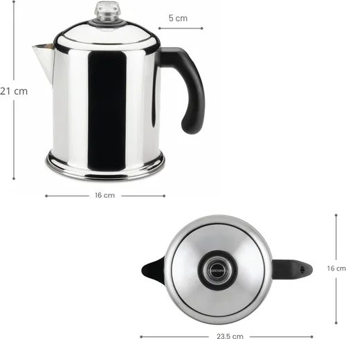 Vista 2 de Farberware Classic Yosemite - Percolador de café de acero inoxidable, 8 tazas, color plateado