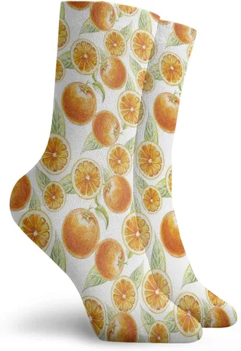 Vista 2 de Divertidos calcetines de compresión para mujeres y hombres, ideales para circulación, correr, atletismo, enfermera, viajes, Naranja Verde Pálido_20