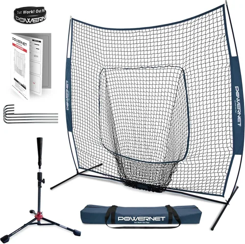 Vista 17 de PowerNet Baseball Softball Practice Net 7x7 with Baseball Accessories for Practice Pitching, Batting & Fielding, Ball Caddy, Weighted Baseballs, Tee