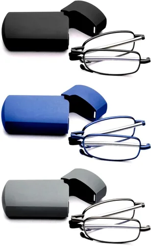 Vista 7 de GOOSEN Reading Glasses Men Women, Pocket Wallet Purse Compact Hard Cases Folding Readers, Blue light Glasses Spring Hinge