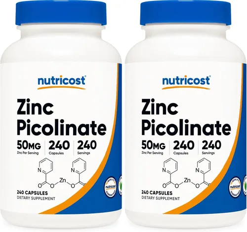 Vista 7 de Nutricost Picolinato de Zinc 50mg, 120 Cápsulas Vegetarianas, Sin Gluten Sin OGM