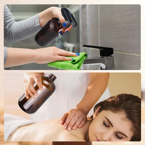 Vista 3 de Botellas de spray de vidrio ámbar Wedama, botellas de spray de vidrio de 16 oz para soluciones de limpieza y aceites esenciales, botella de spray