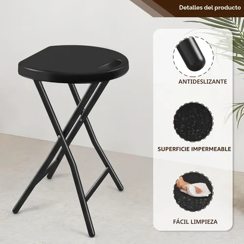 Vista 8 de TAVR Furniture Silla plegable portátil con asa, taburete plegable redondo resistente con capacidad de 500 libras para adultos, taburete plegable