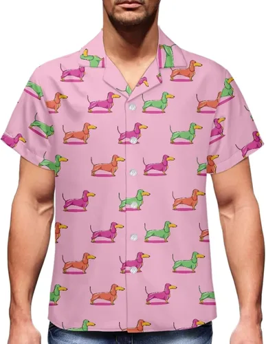 Vista 3 de Camisa hawaiana divertida de manga corta con botones y ajuste regular para hombre