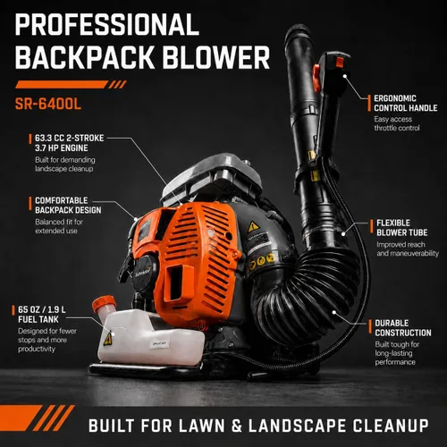 Vista 3 de Schröder Soplador de hojas con mochila, a gas, SR‑6400L, motor de 3.7 hp