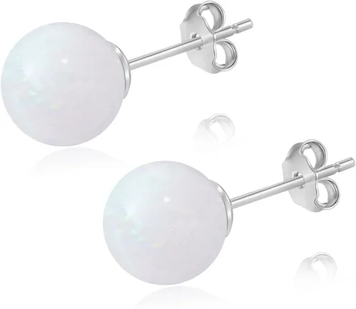 Vista 52 de Natural Stone Stud Earrings for Women 8mm Sterling Silver Genuine Gemstone Earrings Handmade Sterling Silver Crystal Stud Earrings for Women