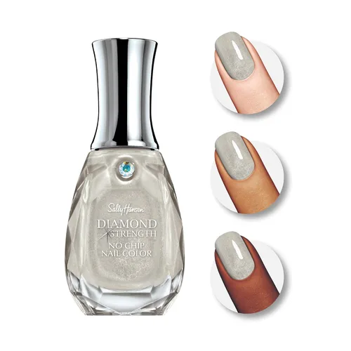 Vista 2 de Sally Hansen Diamond Strength, diamantes, crecimiento de uñas, capa protectora, transparente, esmalte de uñas gris brillante