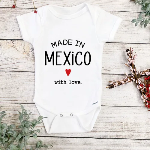 Vista 2 de Made In Mexico Baby Bodysuit, Funny Made In Mexico Outfit, Anuncio De Embarazo, Size 0-3 Months