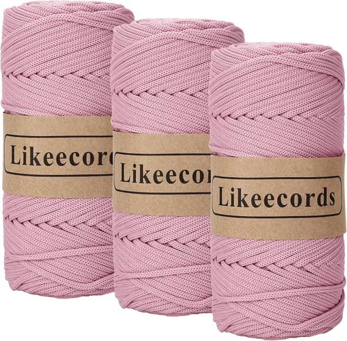 Vista 27 de Likeecords Cordón de macramé trenzado de poliéster de 0.157 in, 140 yardas, 426 pies, hilo elástico para bolsa de ganchillo para manualidades
