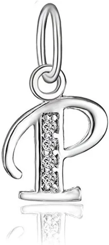 Vista 18 de Adabele Auténtica plata de ley brillante A-Z 26 letras pequeñas del alfabeto con circonita cúbica, colgante de diamantes de imitación resistente al