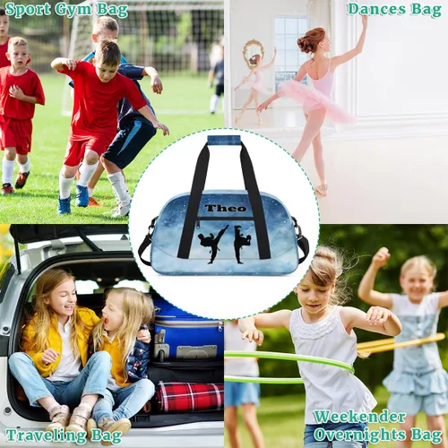 Vista 7 de Bolsas de lona deportivas personalizadas para niños, bolsa de entrenamiento personalizada para gimnasio, bolsa de entrenamiento con nombre