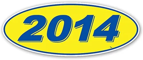 Vista 3 de Pegatinas ovaladas para ventana de año modelo (números azules en amarillo) (12 por paquete) (2012)