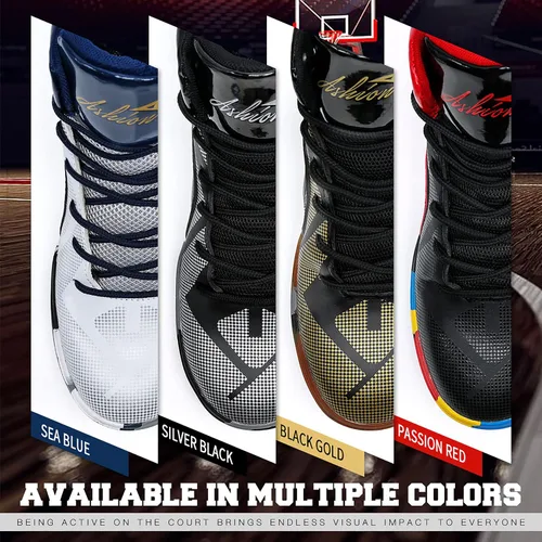 Vista 8 de ASHION Men's Basketball Shoes Mid Basketball Sneakers Non-Slip Outdoor Cushioning Workout Shoes