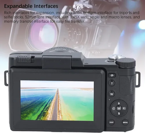 Vista 7 de Cámara digital 4K 48MP, cámara compacta para vlogging, detección de rostros, enfoque automático, antivibración, 800 mAh, 3 pulgadas, pantalla