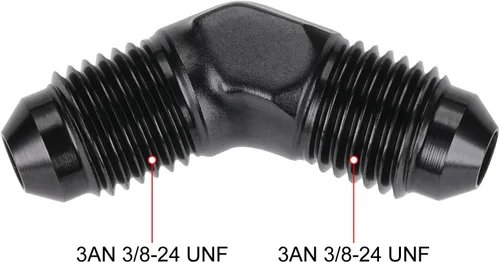 Vista 2 de 3AN macho a 3AN macho Flare 45 grados Unión acoplador adaptador de montaje aluminio negro