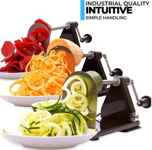 Vista 6 de Impeccable Culinary Objects (ICO) Spiralizer vegetal de metal de 2 hojas, negro., Negro
