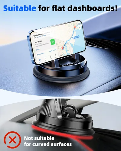 Vista 2 de Soporte para teléfono celular de salpicadero, soporte de teléfono móvil multifuncional para automóvil, soporte de teléfono de coche giratorio