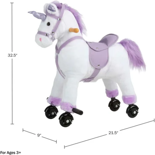 Vista 6 de Happy Trails Ride on Horse Unicorn, blanco/morado, 21.5 x 9 x 32.5 pulgadas