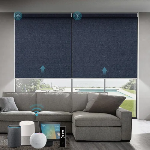 Vista 12 de SmartWings Persianas Motorizadas con Sombras para Ventana Control Remoto Funciona con Thread Apple Homekit Z-Wave Alexa 100% Blackout de Doble Cara
