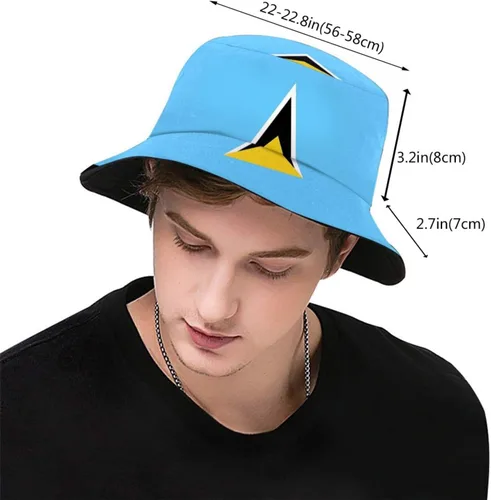 Vista 3 de Lindo sombrero de pescador con bandera divertida, plegable, a la moda, para exteriores, para mujeres, hombres, niños y niñas Bandera de Santa