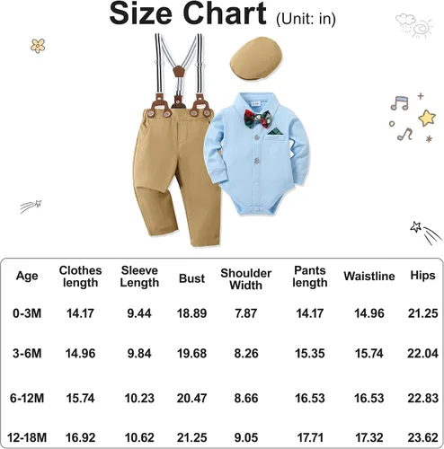 Vista 4 de WESIDOM Ropa de bebé niño 0-18M recién nacido traje de caballero, camisa+pajarita+boina+pantalón con tirantes Conjunto de ropa para bebé niño