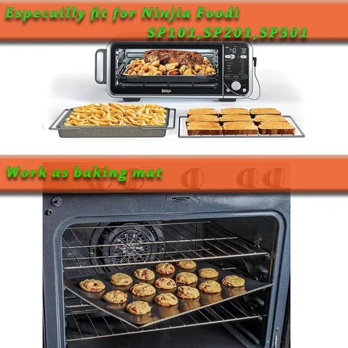 Vista 4 de Revestimientos de horno antiadherentes para la parte inferior del horno eléctrico, gas y microondas, 500F, fácil de limpiar, fibra de teflón PTFE