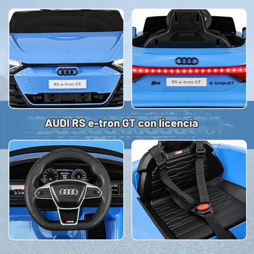 Vista 3 de OLAKIDS Audi RS e-tron GT - Vehículo eléctrico con licencia de 12 V para niños, con control remoto, juguete alimentado por batería para niños Azul