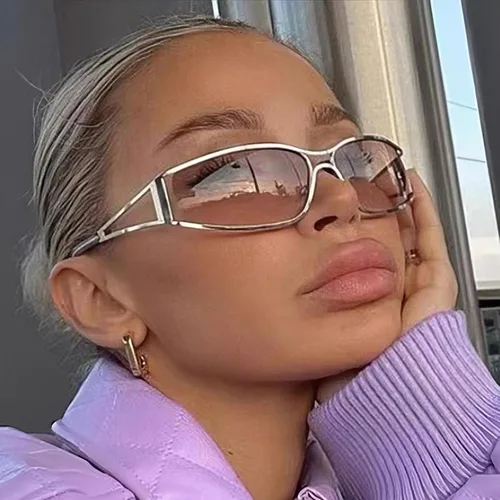 Vista 3 de Y2K - Lentes de sol para mujeres y hombres, lentes de sol de moda 2000S con marco de metal