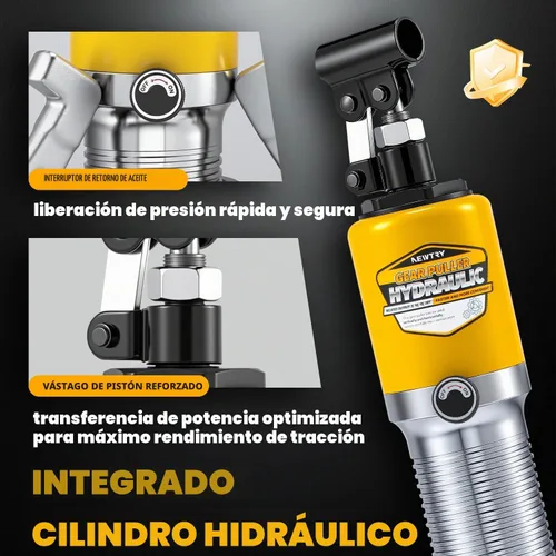 Vista 3 de NEWTRY Kit de extractor hidráulico de engranajes de 5 toneladas, separador de tracción de rodamientos de rueda, extractor de 3 mandíbulas, vertical