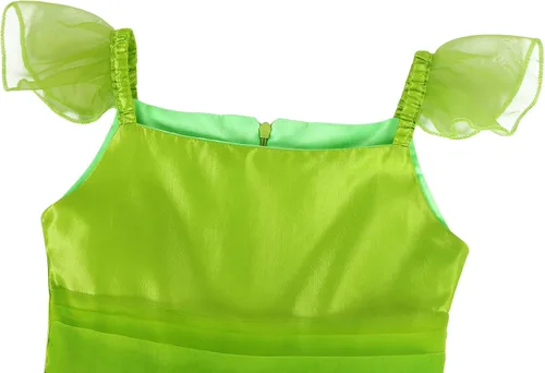 Vista 3 de Jurebecia Disfraz de princesa Tinkerbell para niñas, disfraz de fiesta de cumpleaños de Halloween, vestido de hadas con alas