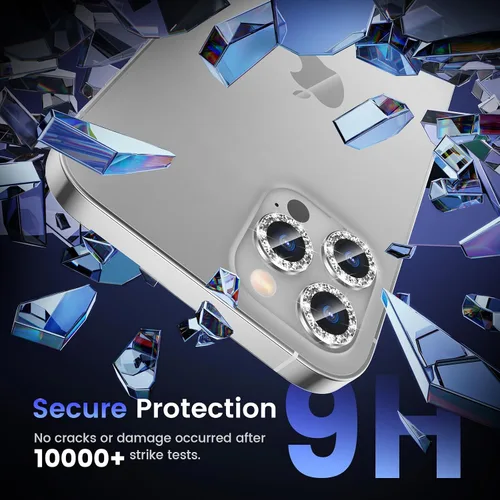 Vista 5 de Tensea Protector de lente de cámara compatible con iPhone 12 Pro Max, cubierta de vidrio templado de aleación de aluminio de metal, accesorios