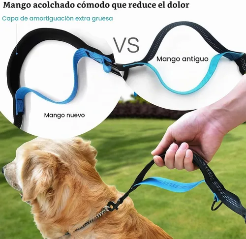 Vista 3 de Uppetly Correa de correr para perros manos libres con cinturón ajustable, cuerda elástica de doble asa retráctil para perros pequeños y medianos